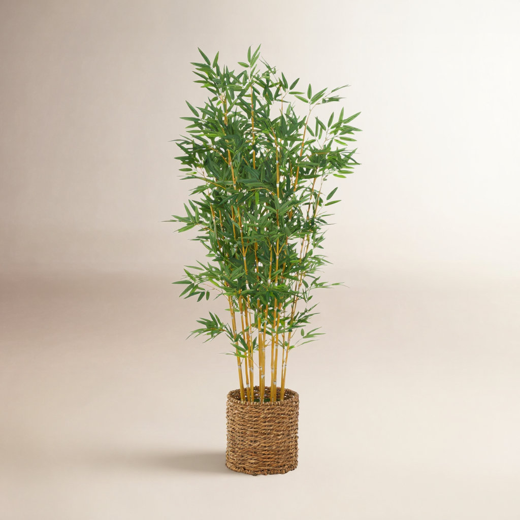 Bamboo Tree in Planter, 59" H x 27" W x 27" D, Brown