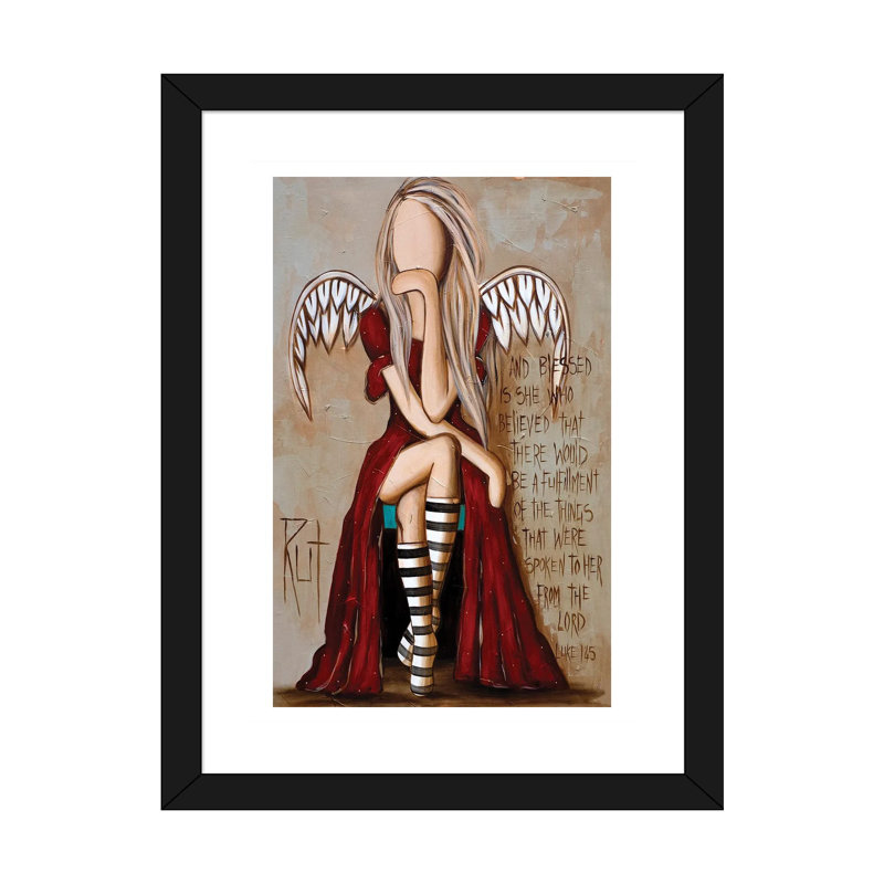 « And Blessed is her » par rut art Creations, reproduction d’art, H 16 po x l 24 po x P 1 po, Papier encadré noir, Blanc