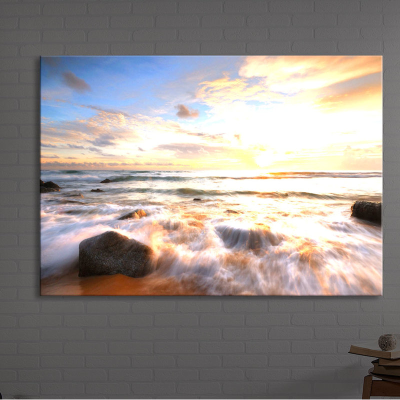 Sunset By The Sea by No - Wrapped Canvas Print, Without lighting, 60cm H x 80cm W x 4.5cm D