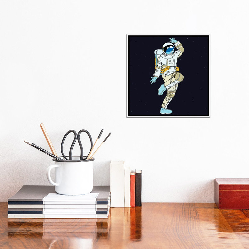 «Dancing Astronaut» par - Toile tendue, Toile avec cadre blanc, H 12 po x l 12 po x P 1,5 po
