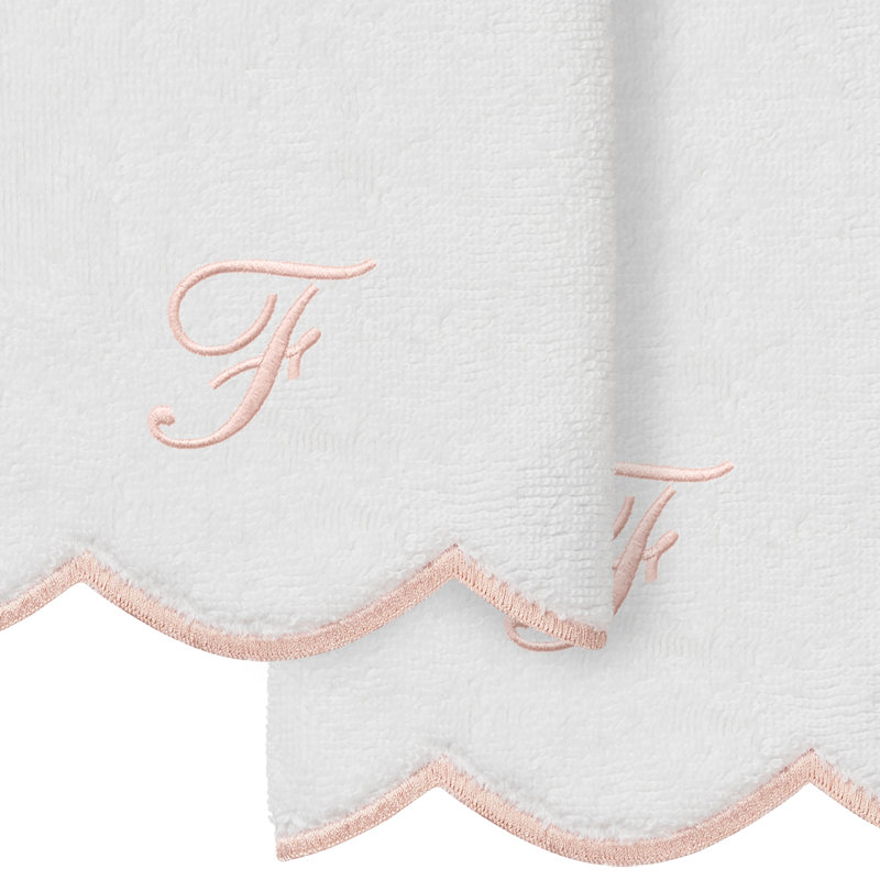 Ensemble de serviettes Linum Home Textiles 100% coton turc ADORNIA, F, Blanc / Rose, Ensemble de 2 serviettes à doigts