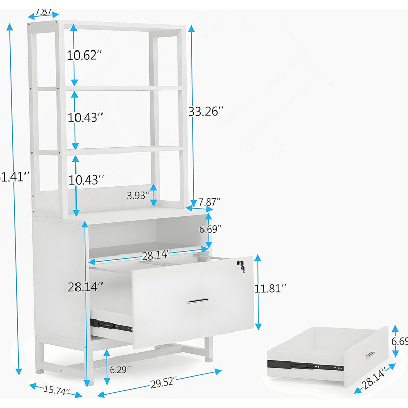 Ample Storage File Cabinet,2-Drawer Cabinet,Sturdy Filing Cabinet, White