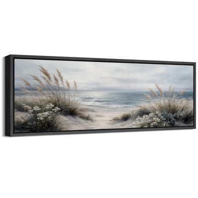 Beach Path with Dunes and Sea Oats Coastal Landscape Wall Decor Extra Large Pictures Framed Canvas Print Wall Art