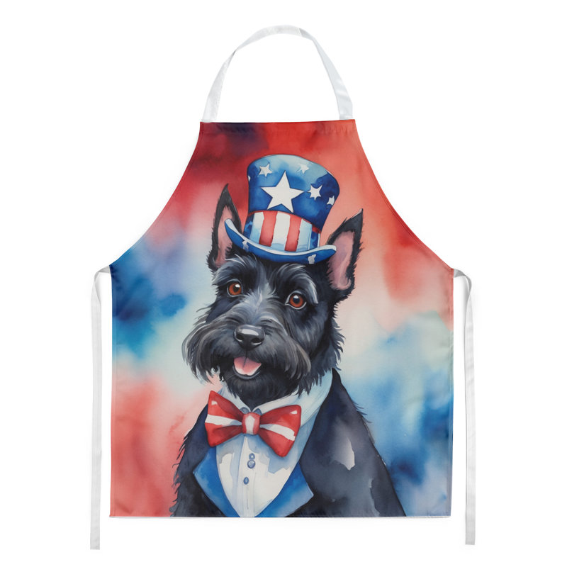 Patriotic American Apron, Black/Blue Scottish Terrier