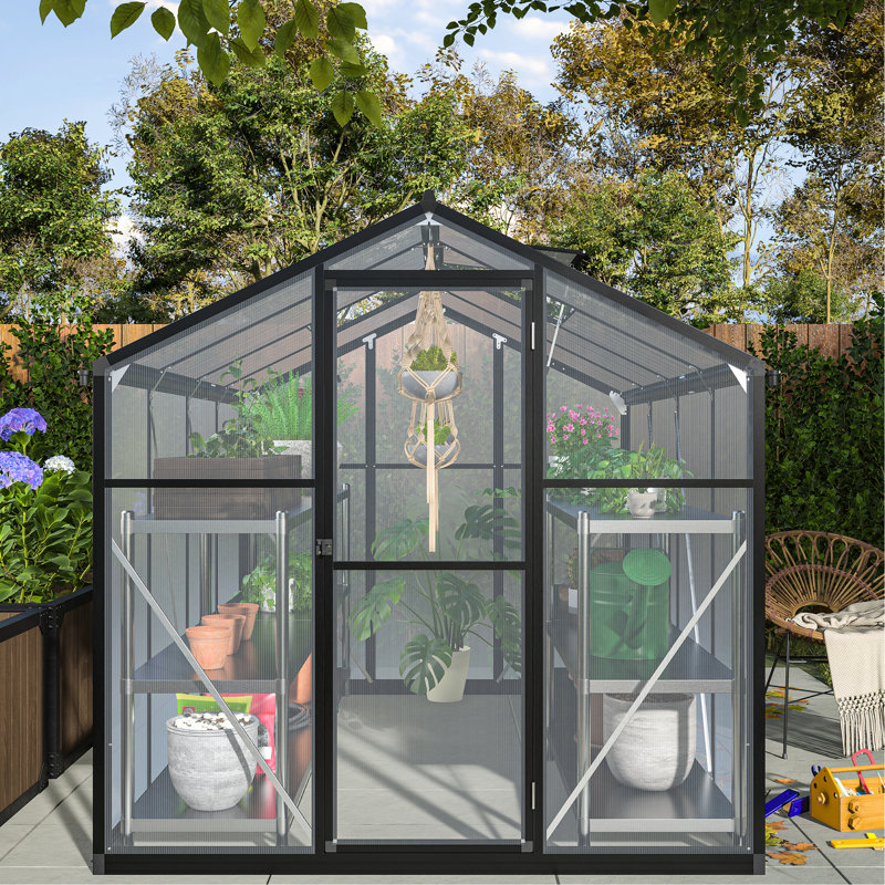 Serre en polycarbonate pour jardins - Installation rapide et grande ventilation à cadre stable