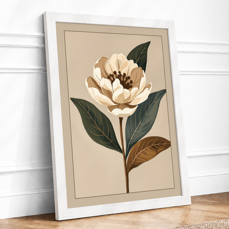 Pale Study Botanical - Framed Print, A1 - 84.1 x 59.4 cm, White