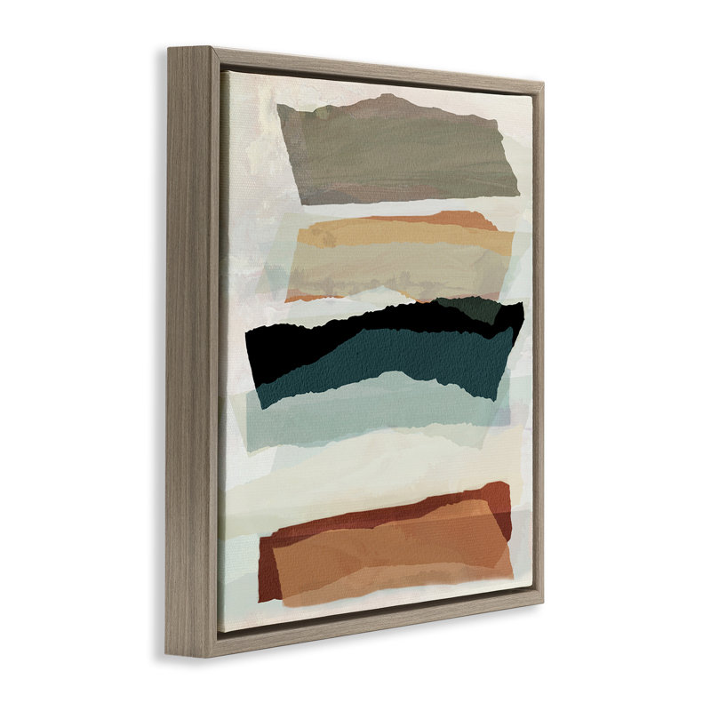 «Southwestern Layered Shapes Floater», art mural sur toile par Susan Jill, H 18 po x l 18 po, Cadre flottant orme Montalcino