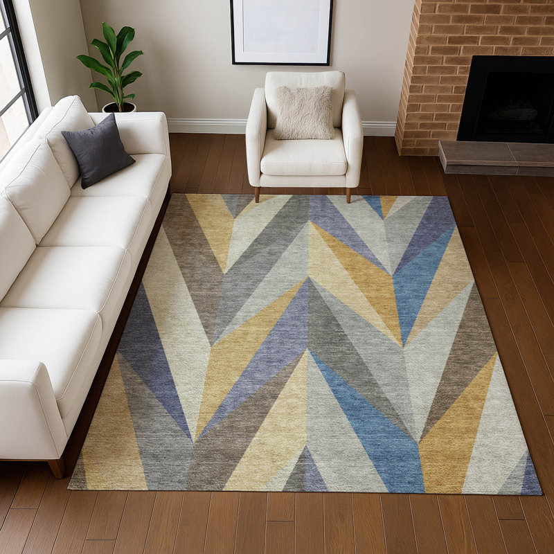 Tapis géométrique intérieur / extérieur lavable à la machine Corbin ACN2265, Rectangle 2 pi 6 po x 3 pi 10 po
