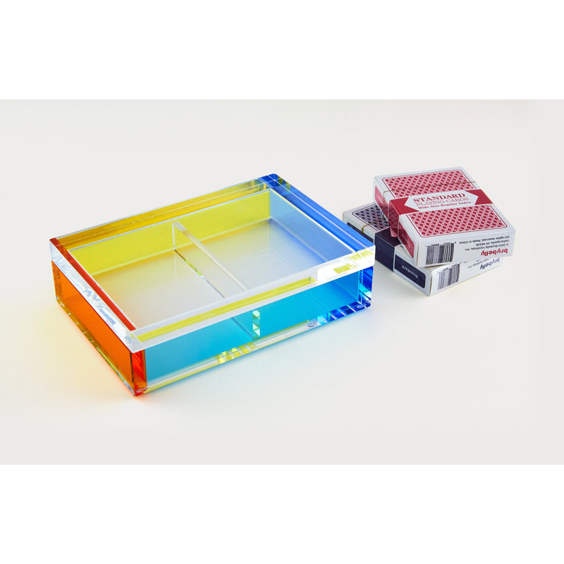 Lucite Tizo Acrylic 2.4000000000000004 Card Box Set, Blue/Yellow/Orange