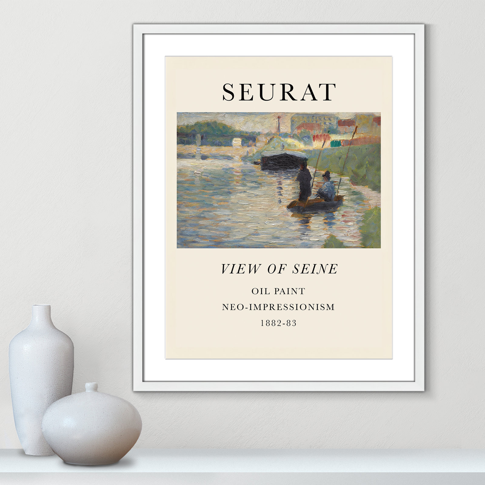 View Of Seine by Georges Seurat, Yes, 29.5" H x 23.5" W x 1.25" D, White Single Picture Frame