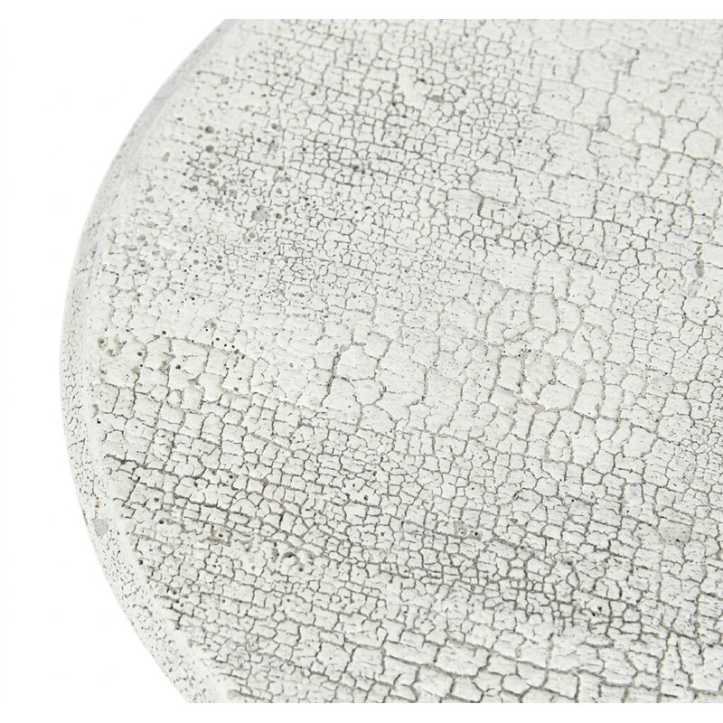 Cracked Texture Double Barrel Table â€“ Outdoor/Indoor Accent Side Table, Waterproof & Sun-Resistant For Patio/Garden, Gray