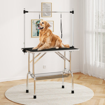 Dog Grooming Table  , Adjustable Grooming Table for Dogs at Home, Foldable Pet Grooming Table , Portable Large Dog Grooming Table with Arm, Noose, Mesh Tray,