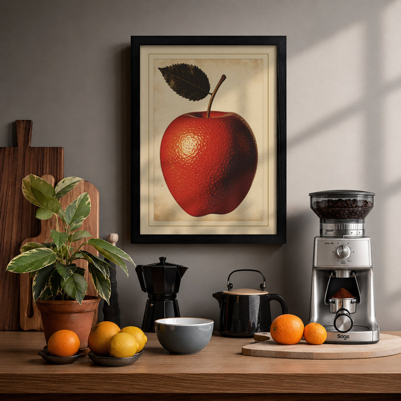 Apple Study Botanical - Print, A1 - 84.1 x 59.4 cm, Black