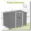 Remise de rangement pour outils 8 x 6 pi avec fondation en métal et portes verrouillables, remise en métal toutes saisons pour le jardin, le patio, la cour, la pelouse, gris