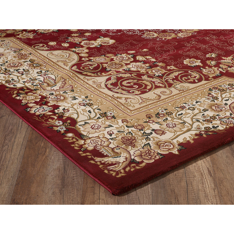Tapis oriental intérieur / extérieur rouge / brun Turkuaz, Rectangle 6 pi 7 po x 9 pi 6 po