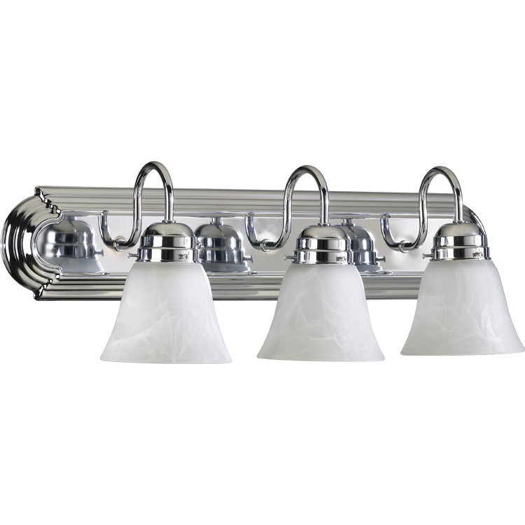 Wolfenbarger 3 - Light Vanity, Chrome, 100 Watt, White Faux Alabaster Glass