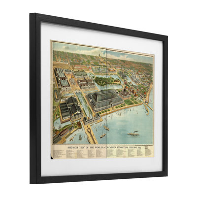Vintage Exposition Map Framed Print Under Glass, design by Marcus Jules