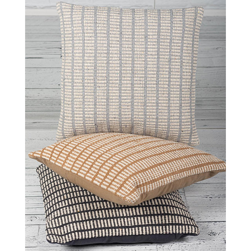 Coussin tricoté, H 20 po x l 20 po, Gris