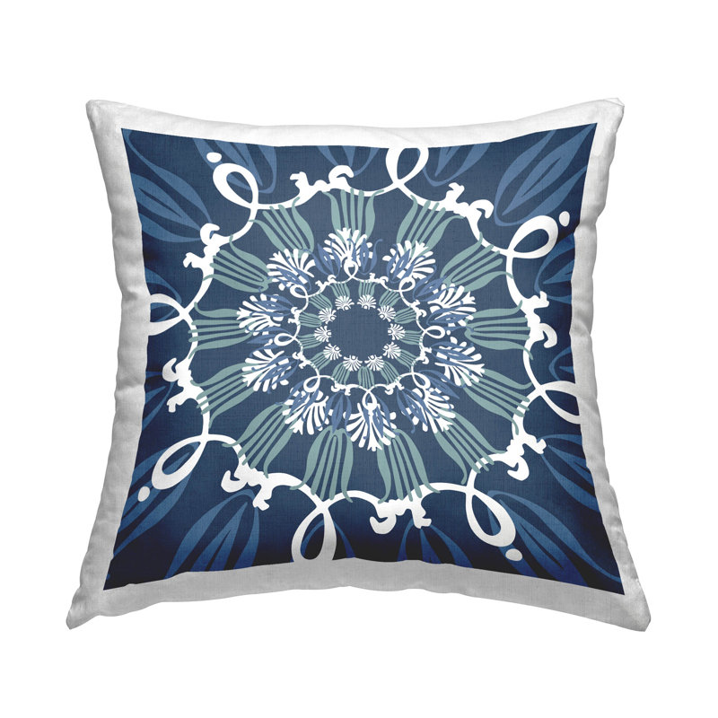 Design Throw Pillow Damask Reversible Throw Pillow, Blue