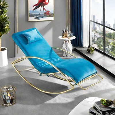Casual Iron Frame Rocking Chair with Headrest