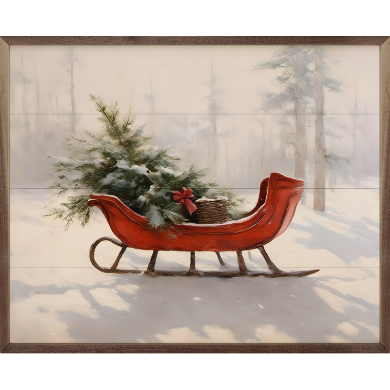 " Beautiful Red Sleigh ", 16" H x 20" W