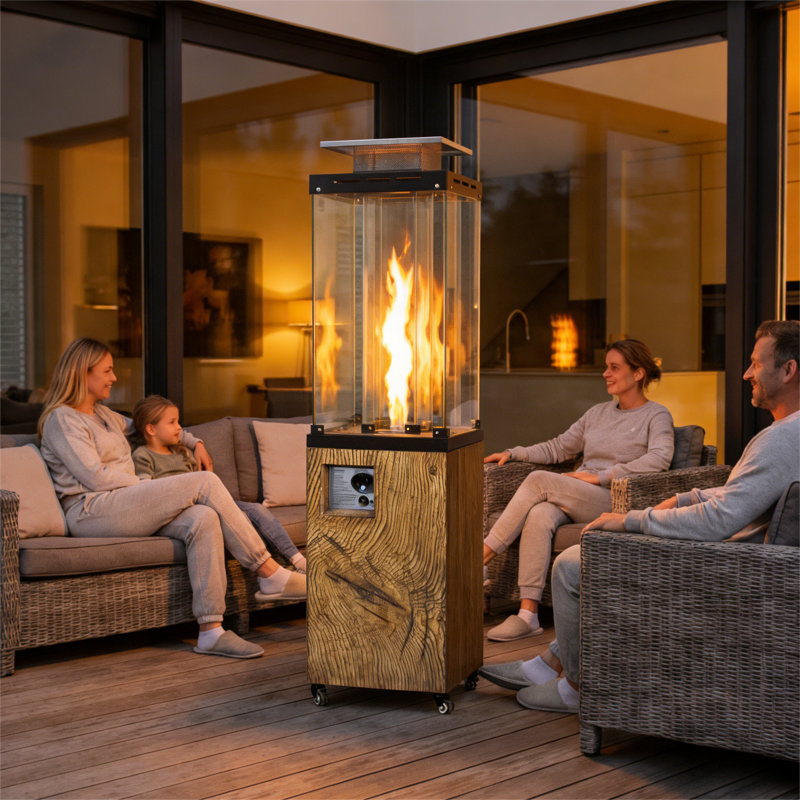 41,000 BTU Propane Patio Heater, Natural Oak Finish