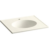 Vitreous China Rectangular Dual Mount Bathroom Sink with Overflow