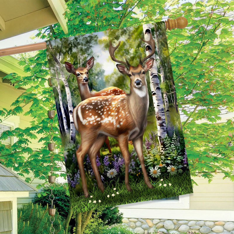 Cerf dans le drapeau de la maison de la forêt