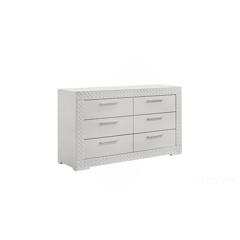 Commode à 6 tiroirs en bois blanc de style moderne Blanca