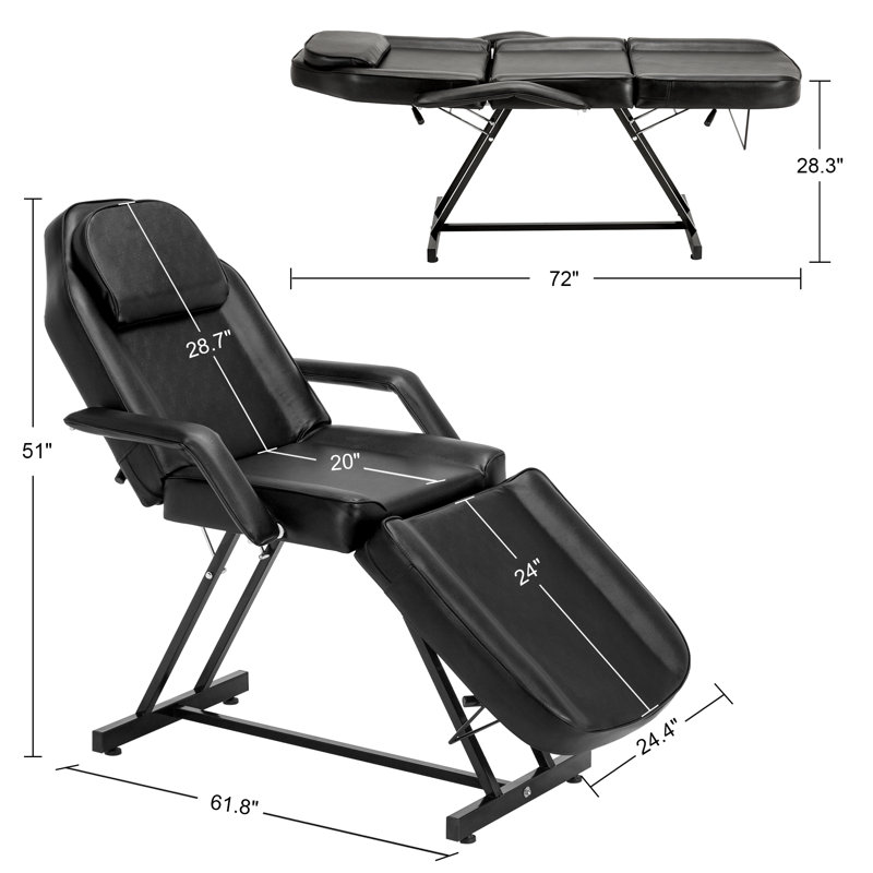 Fauteuil inclinable de massage réglable Beauty Spa, Similicuir noir