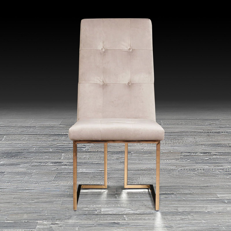 Chaise d'appoint en velours Denholme, Beige, Or rose