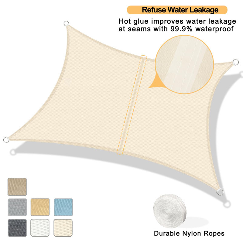 Voile d'ombrage rectangulaire imperméable, 10 ft x 13 ft, Cream