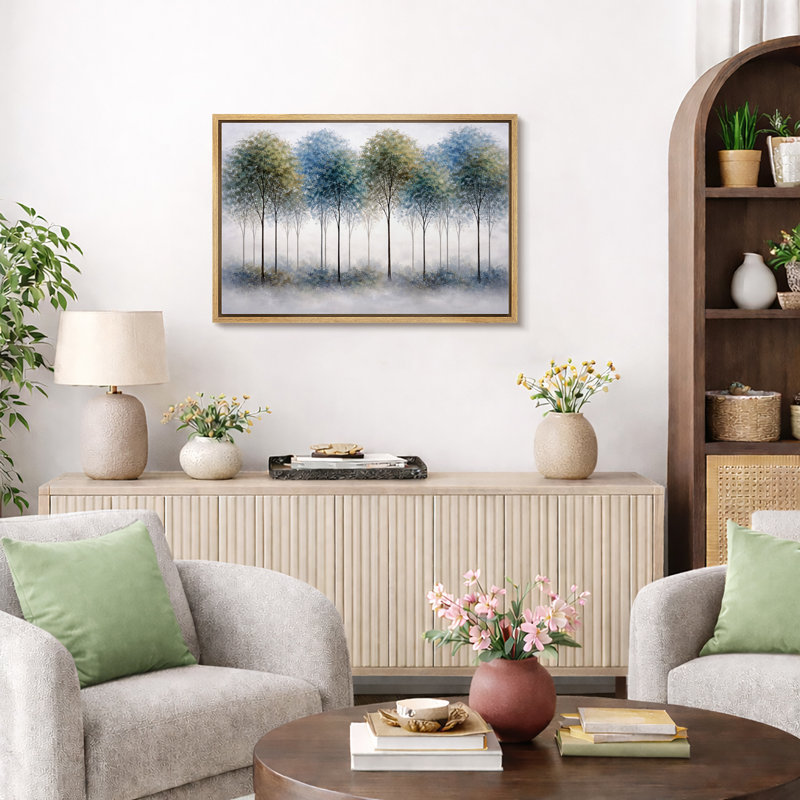 Misty Blue Tree Row, Cadre naturel, H 16 po x l 24 po x P 1,5 po