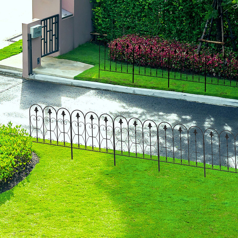 Collinge 83cm H x 307cm W Black Metal Fence Panels Included