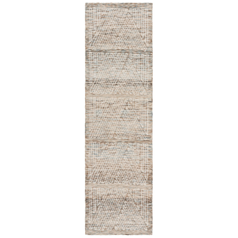 Abstract Hand Tufted Wool; Cotton Geometric Indoor Rug, Runner 2'3" x 8'