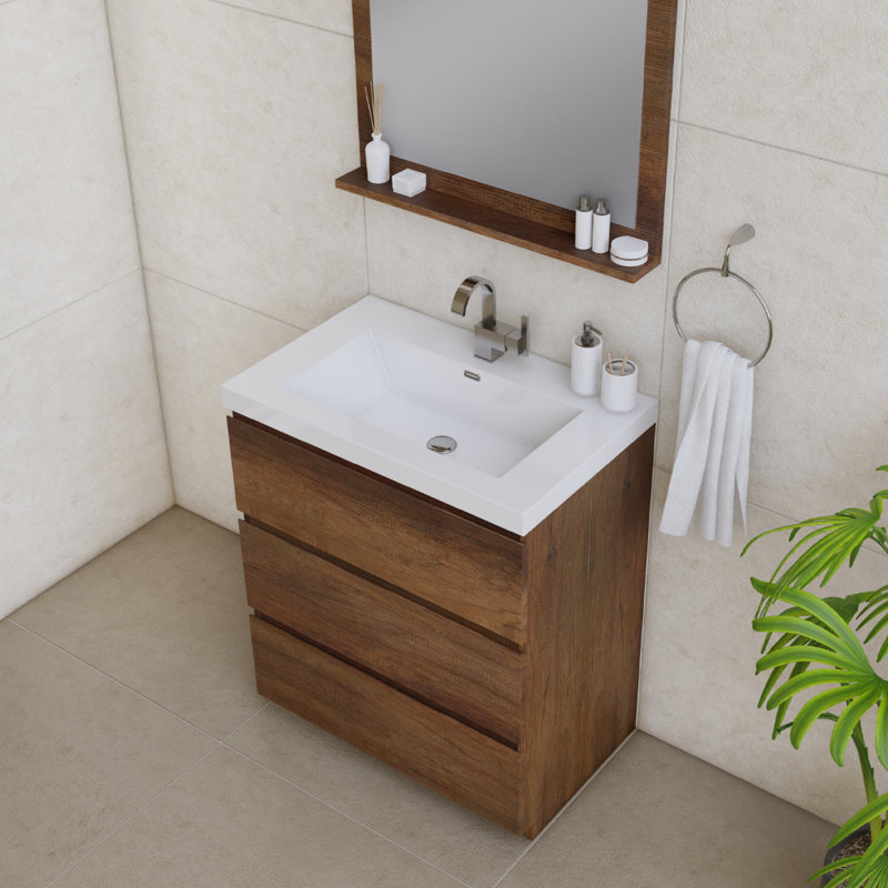 Ensemble de meuble-lavabo simple 30 po Arjina, Palissandre