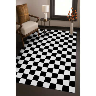 Tapis bleu tissé lavable rétro Mosso