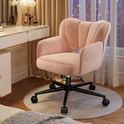 Swivel Arc Back Upholstered Vanity Chair With Tilt Function And Armrests