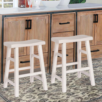 Tabouret de bar et de comptoir en bois massif massif Messer, 24 po, blanc (ensemble de 2)