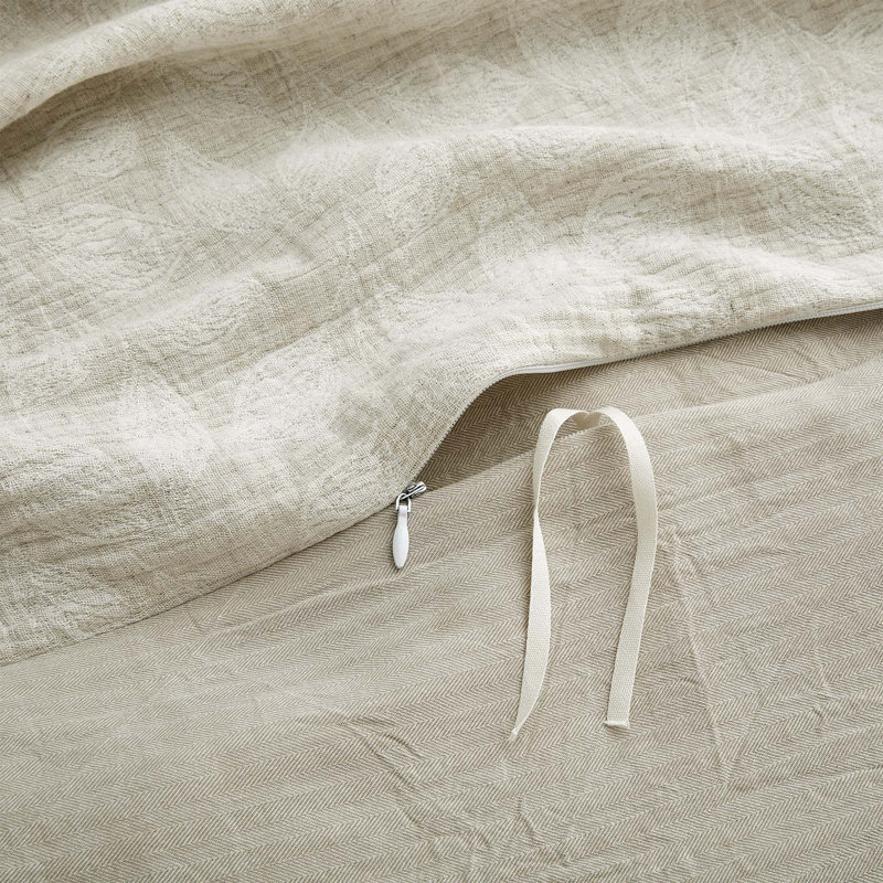 Ensemble de housse de couette respirant en mélange de lin, mélange de lin de coton lavable à la machine