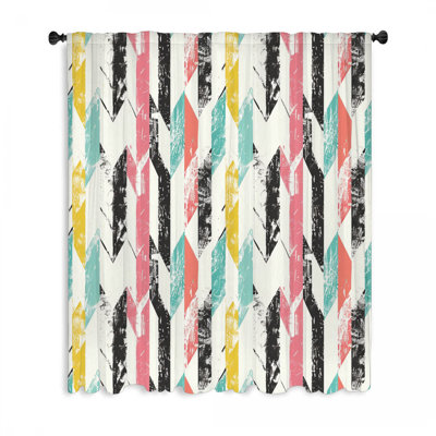 Chevron Patterns Window Curtains, Geometric Blockout & Sheer Curtains - 1 Panel