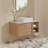 36" Modern Bathroom Vanities With Single Sink, White Glossy Stone Table Top， Floating Vanity With Wood Cabinets