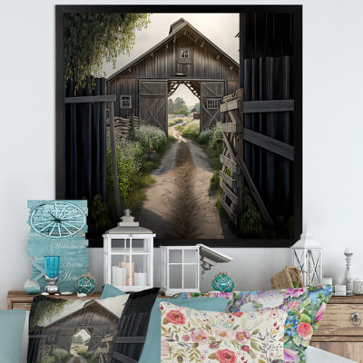 Pittoresque chemin sinueux et grange I - Barn Farm Ranch, impressions sur toile