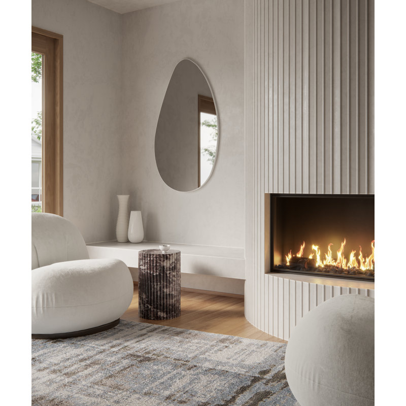 Miroir Starla, 28 po x 48 po, Blanc, Asymétrique