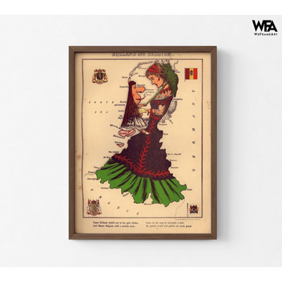 Carte anthropomorphique des Pays-Bas et de la Belgique, affiche de carte de dessin, impression de géographie amusante, décoration murale de géographie rustique, affiche de la Belgique