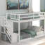 Lit simple au-dessus d'un lit superposé blanc avec rangement gracieux - Fabriqué en pin massif pour un style mystérieux-1208360489