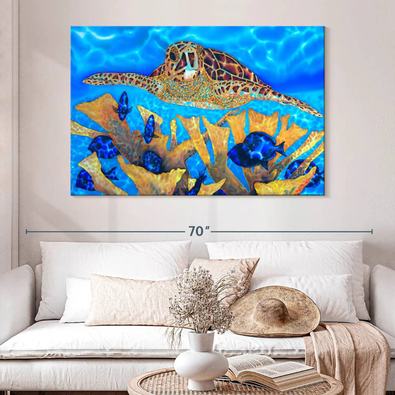 Brampt Blue Tang And Hawksbill, 34" H x 51" W