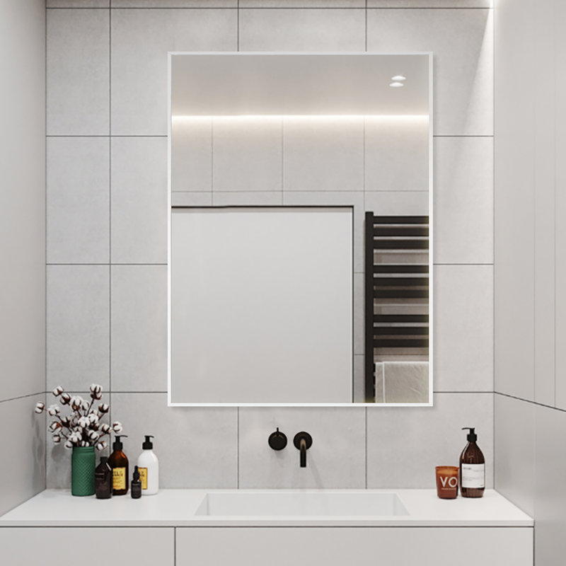 Miroir de salle de bain Chandrram, 31,5 po x 23,6 po, Blanc