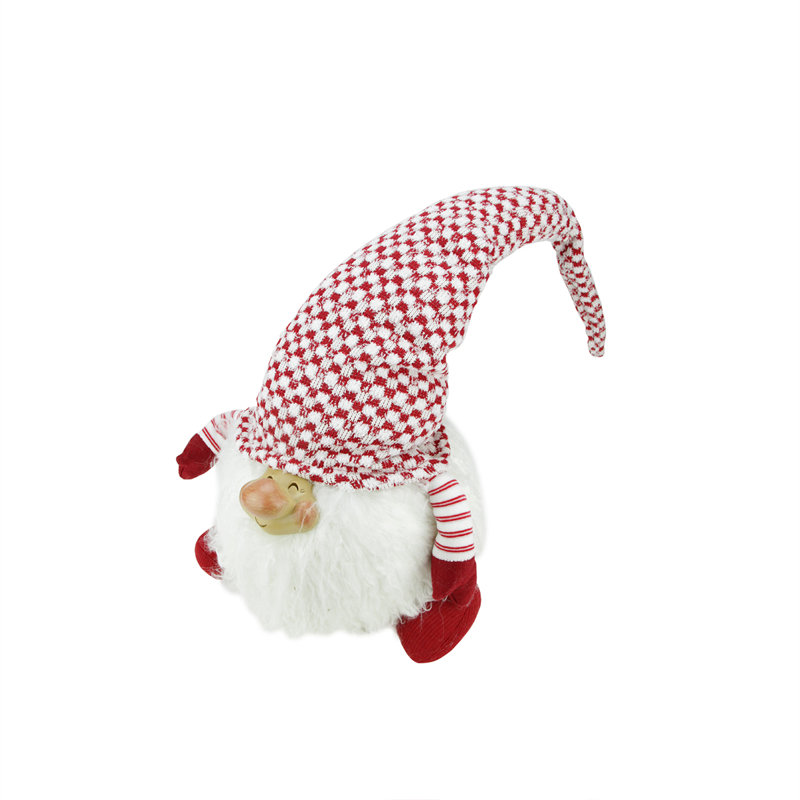 Figurine de Noël rouge et blanche assise de père Noël gnome, H 14,75 po x l 13 po x P 11 po