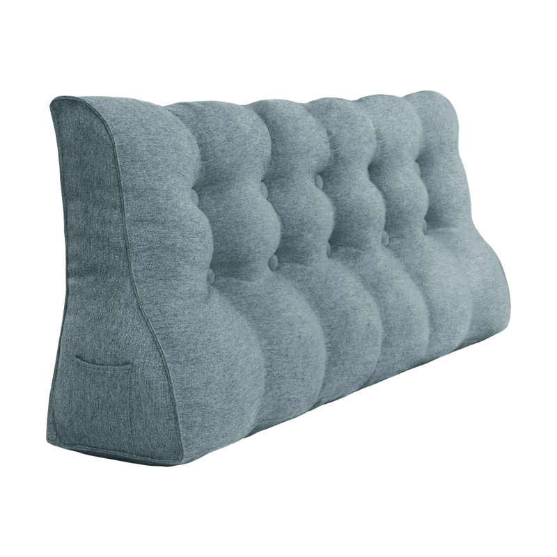 Linen Bed Rest Back Contour Headboard Wedge Reading Pillow, 22" x 59", Grey